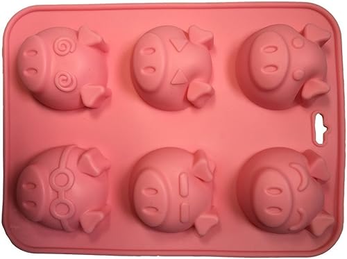 Miniatura 3 de Molde de silicona para tartas, molde de 6 cavidades para tartas de diferentes caras, cerdito de silicona, caramelo de hielo, chocolate, gelatina,