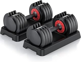 Adjustable Dumbbell 55LB 5 In 1 Single Dumbbell for Men and Women Multiweight Options Dumbbell with Anti-Slip Nylon Handle Fast Adjust Weight for Home Gym Full Body Workout Fitness