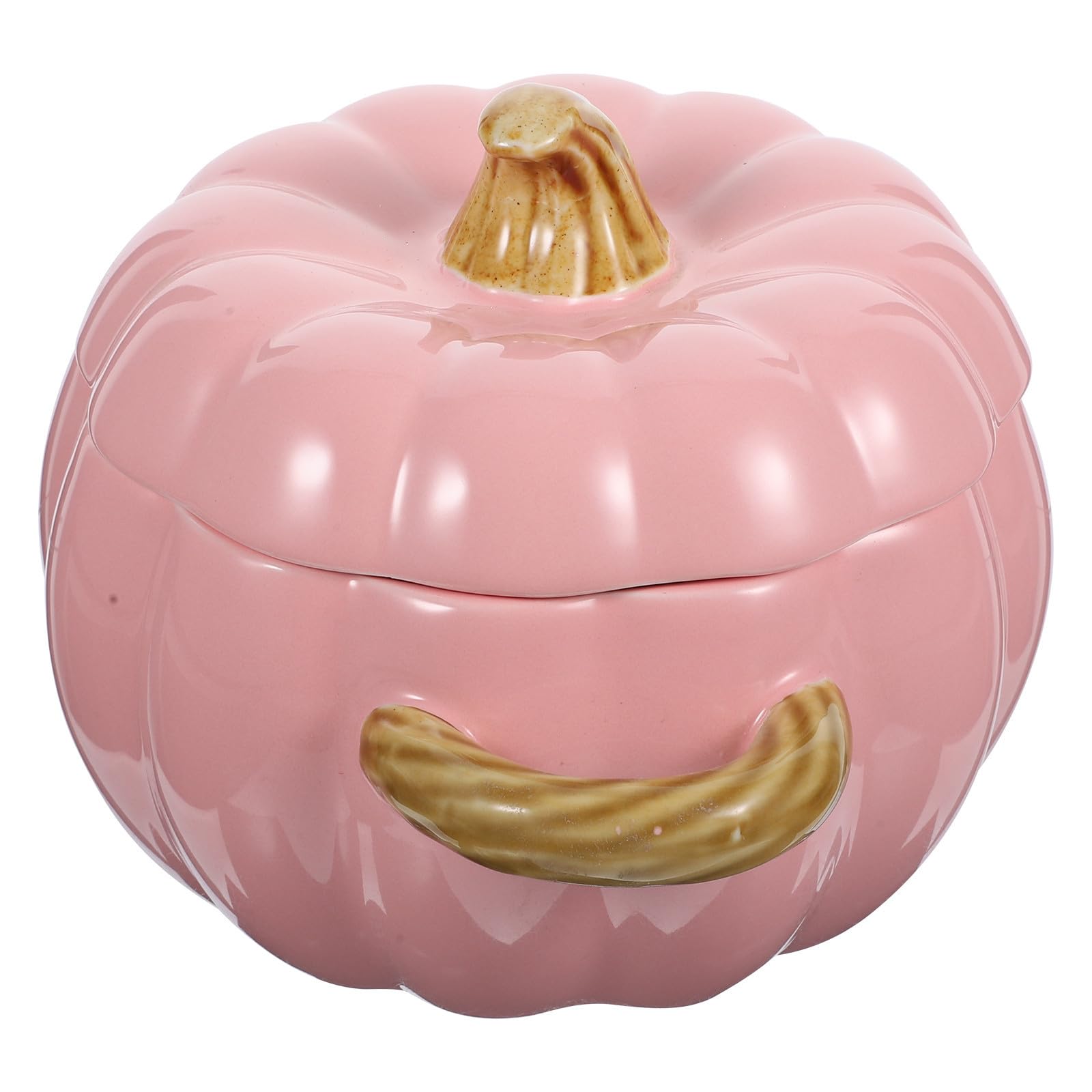 Healvian Tazón de Sopa de Calabaza de Cerámica con Doble Asa y Tapa, Capacidad 1500ml, Ligero y Decorativo para Camping y Estudio