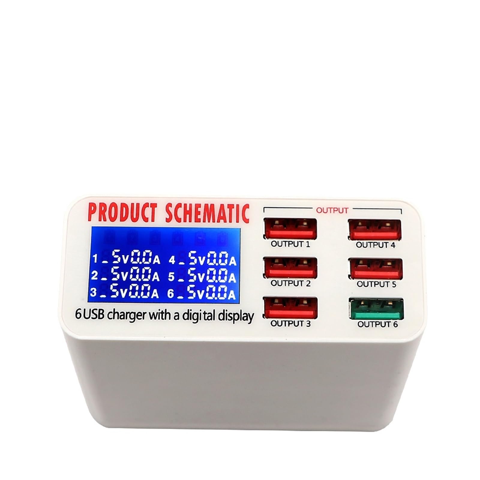 Stazione Ricarica, 6 Porte USB Caricatore A Ricarica Rapida Display LED Stazione Di Ricarica USB Multipla Dock Ricarica Universale For Telefono Cellulare(40W-896,P)