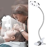 Vista 4 de Headerbs Lámpara de escritorio con clip, luz de lectura con clip, sujeción firme, 48 LED, protección ocular 5V 2A para el hogar (plata)