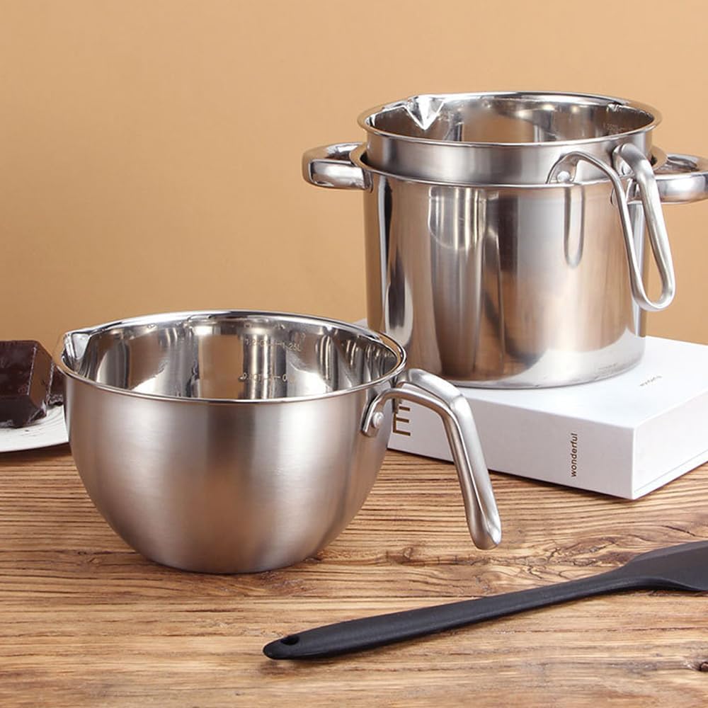 Double Boiler Pot Set, 304 Stainless Steel Melting Pot for Chocolate, Butter, Wax, Candy, Candle, Soap (2.5L (84.5 oz))