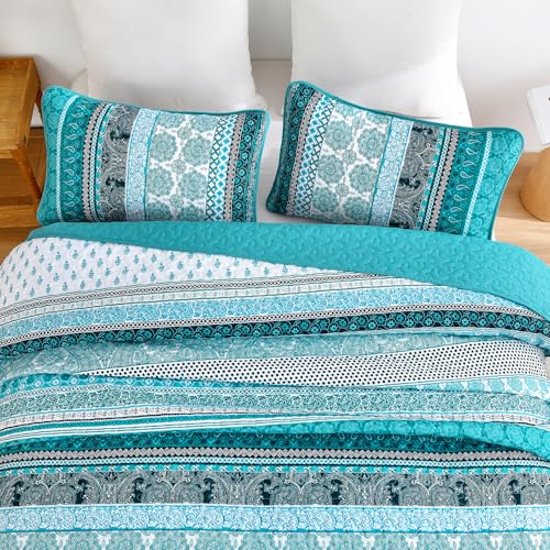 Juego de ropa de cama queen lavable y ligero de patchwork 7