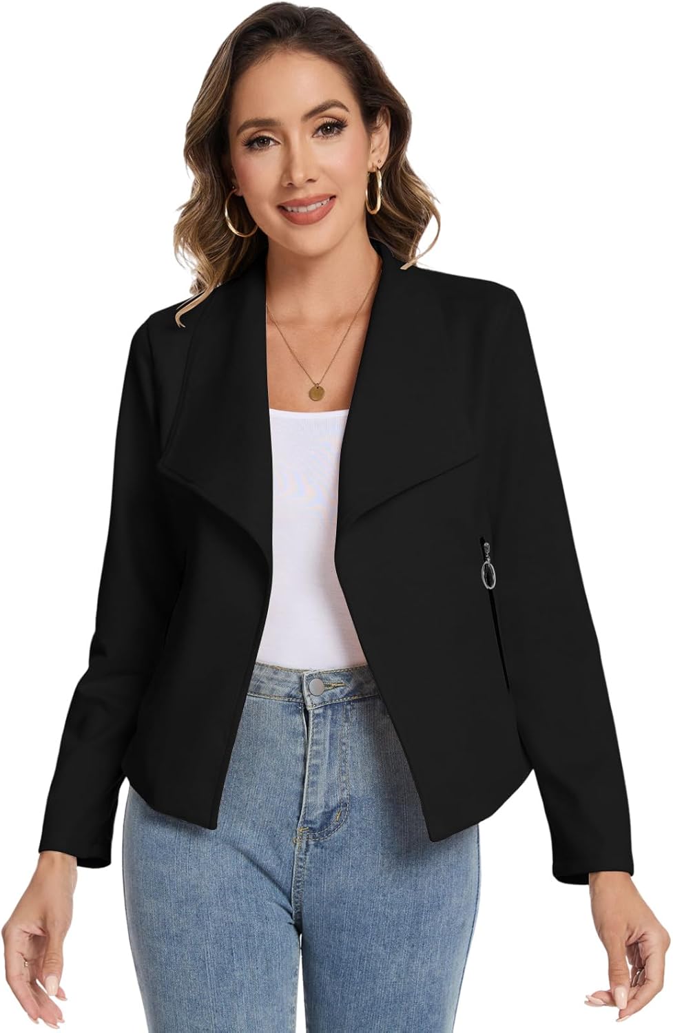 60s 70s Women's Faux Suede Jackets 2025 Spring Fall Clothes Long Sleeve Open Front Cropped Coat Outwear