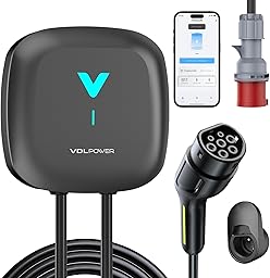 VDLPOWEREU Wallbox , Cargador para Vehículo Eléctrico 22kW,6-32A Type 2 Trifásico, Wi-Fi, Bluetooth, Interior/Exterior, soporte de enchufe, Protección IP67 para BEV/PHEV