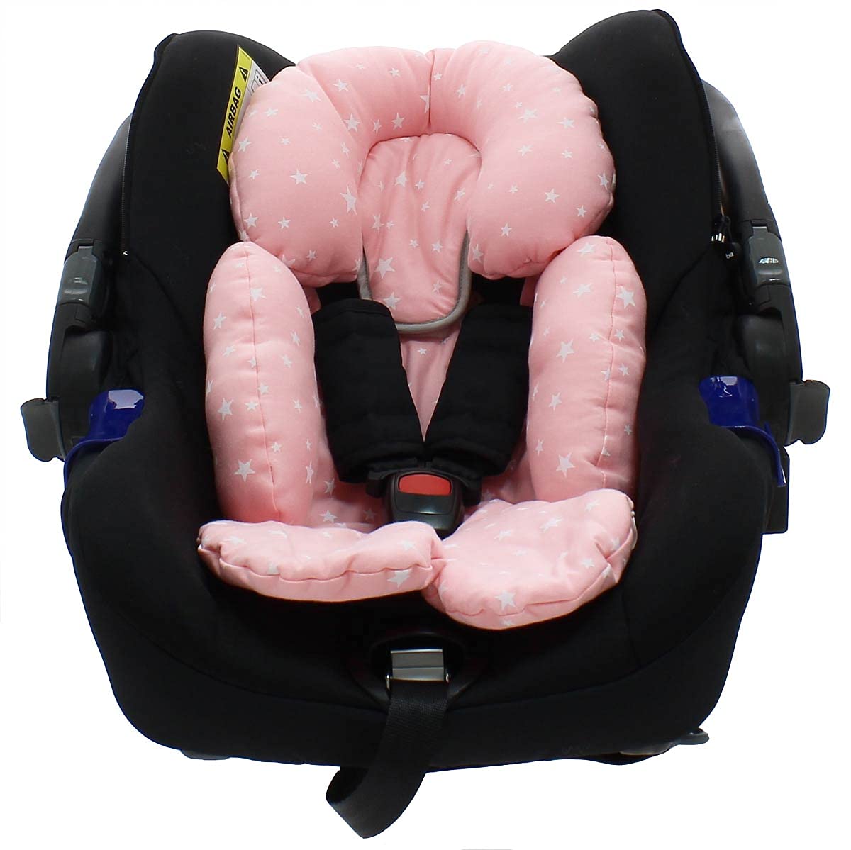 BEYBI® Riduttore bambino maglia cotone universale per navicella, seggiolino auto gruppo 0, passeggino e culla (rosa stellina bianca)