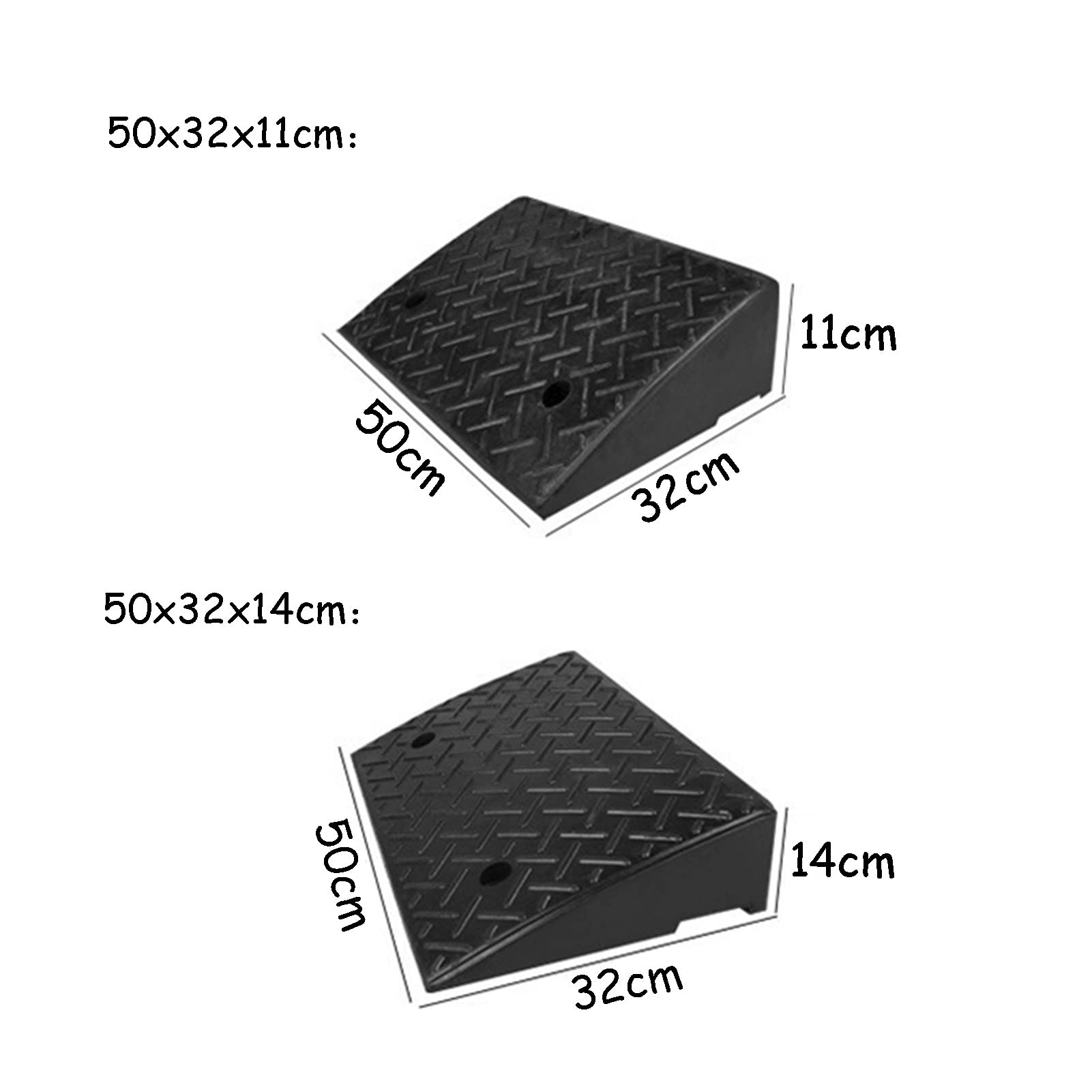 Threshold Ramp, Threshold Ramps Rubber Plastic Curb Ramps, Portable Doorways s Ramp, 500kg Load-Bearing,with Fixing Screws (Size : 50x32x14cm) ()