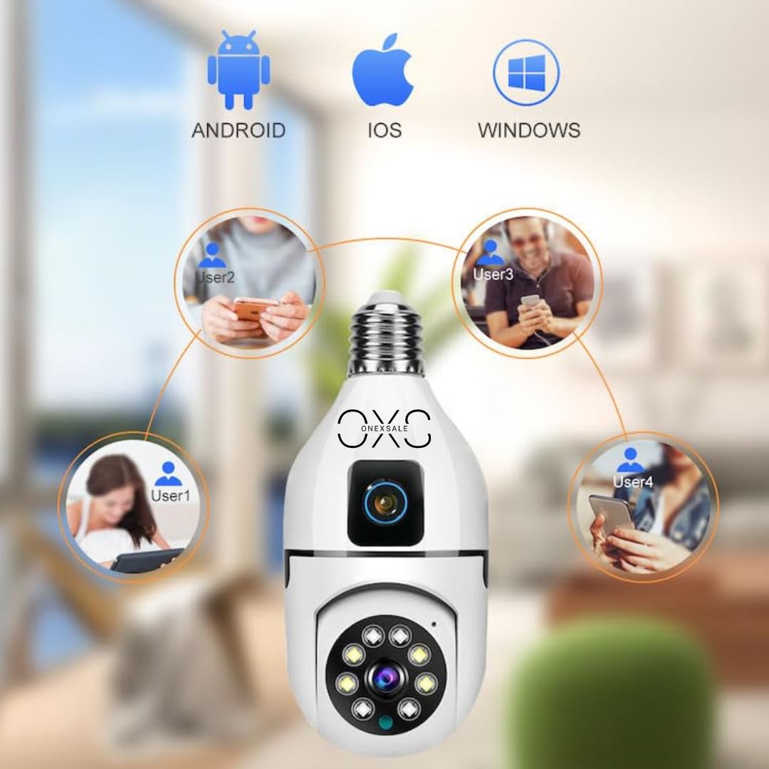 OneXsale 360° WiFi Bulb CCTV | Dual Camera Combo | 1080P HD | Motion Detection | 4 Channel Security Set 1