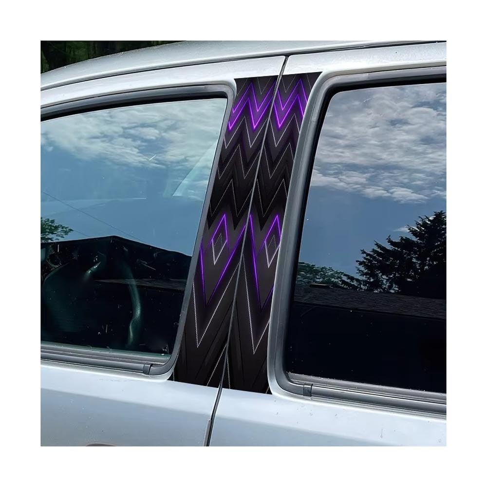 Bertdcx One Color Door Pillar Window Trim Anti Scratch Zigzag Pattern Glossy Sticker Auto Parts