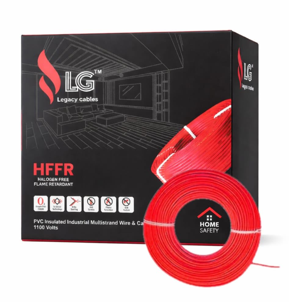 Image of LG Legacy Advance 2.5 SQ MM | Red | Fire Resistant Electrical Wire 45M | HFFR PVC Insulated Cable | Copper cladal. Single Core Multi-Strand House Wiring | Heat & Shock Resistant (Red, 2.5 Sqmm)