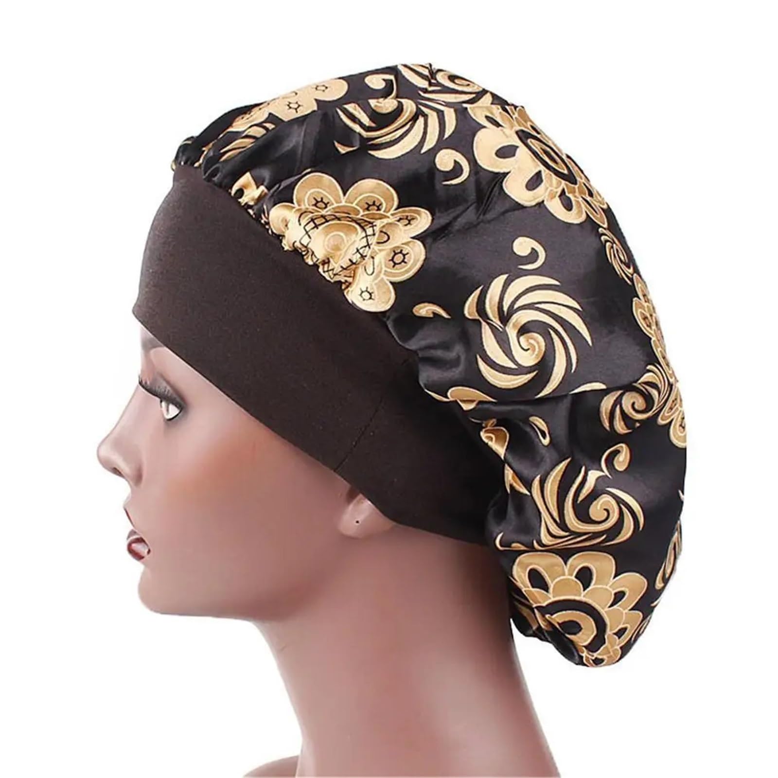 Cofano In Seta Morbido raso da notte for dormire cappello da donna elastico a fascia larga copertura for la perdita dei capelli avvolgente for la testa cofano in raso bellezza dei capelli berretti che