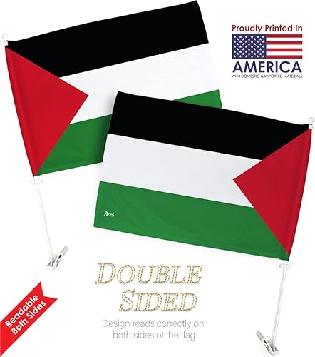 Miniatura 4 de Bandera de Palestina para ventana de coche, paquete de 2 unidades, bandera de Palestina para Carros, regalos pequeños, soporte para decoración