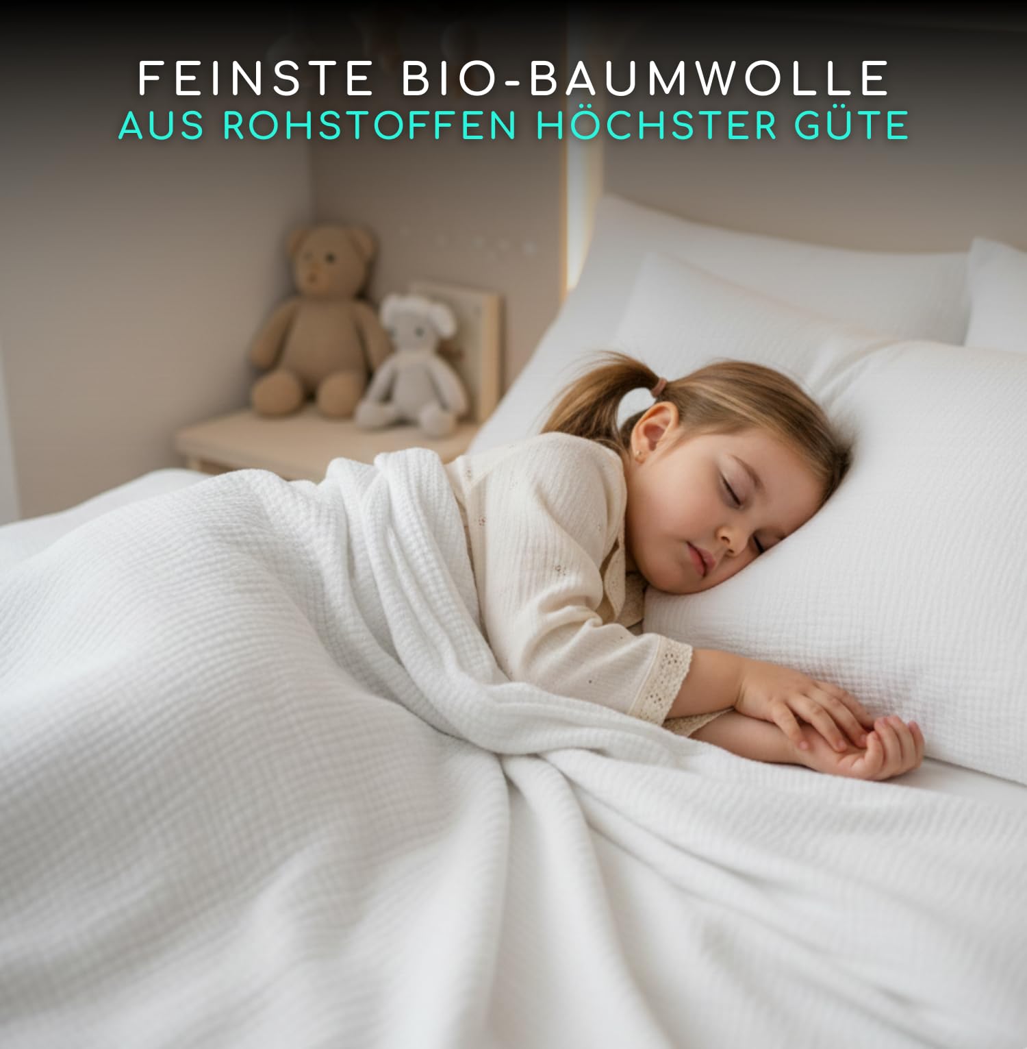 ALAVYA HOME® Kinderbettwäsche 100x135 2 teilig | ÖkoTex Zertifiziert & für Allergiker geeignet | Musselin Bettwäsche Kinder Set mit je 1 Bettbezügen 135 x 100 & 1 Kissenbezügen 40x60 | Weiß