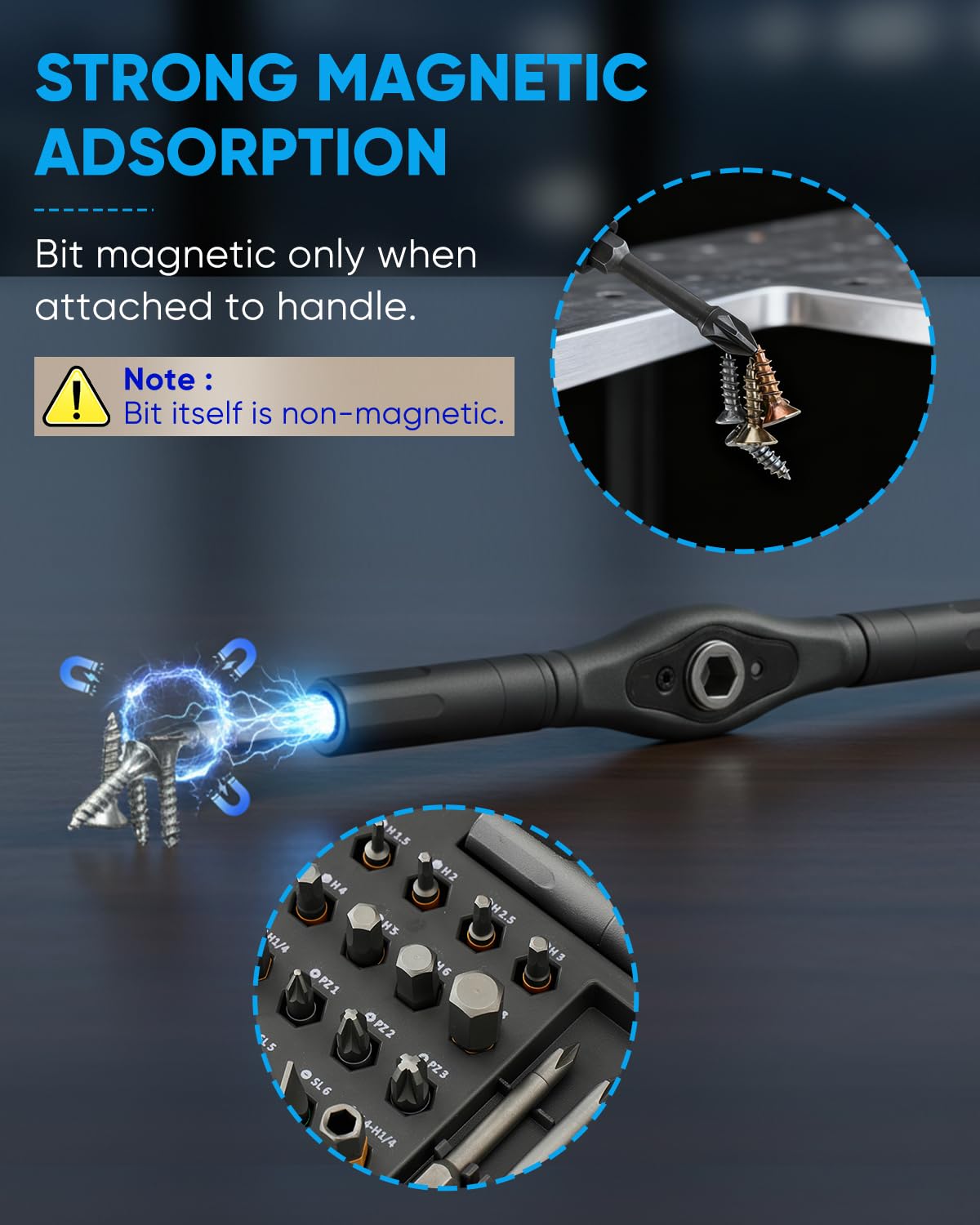 Saker 66 en 1 Tournevis Magnétique Cliquet Kit de Tournevis Portable Multi-Bit avec Poignée Amovible pour Électronique, Ordinateur, Meuble, Vélo, Bricolage Réparation, Cadeau