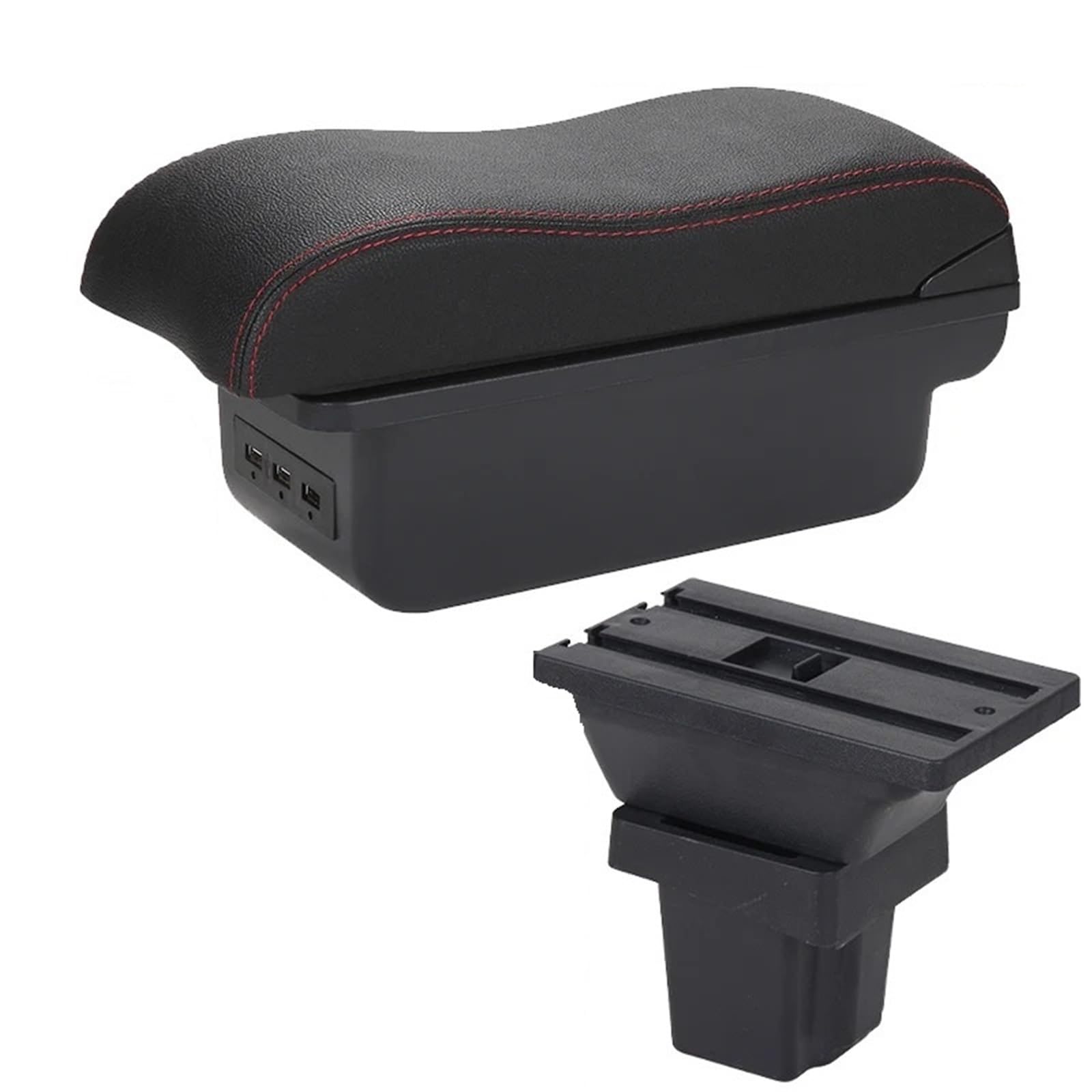 Hguvsjd Armrest Box For Chevrolet For Tracker For Holden For Trax 2013-2017 Armrest Storage Box Accessories Car Armrests(B Black red 3USB)