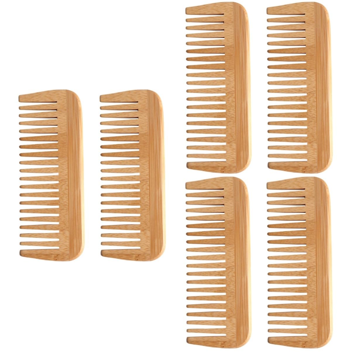 6 Pezzi Pettine in Legno massello pettini antistatici pettini districanti per Capelli Pettine con Manico pettini per Capelli Ricci Pettine per