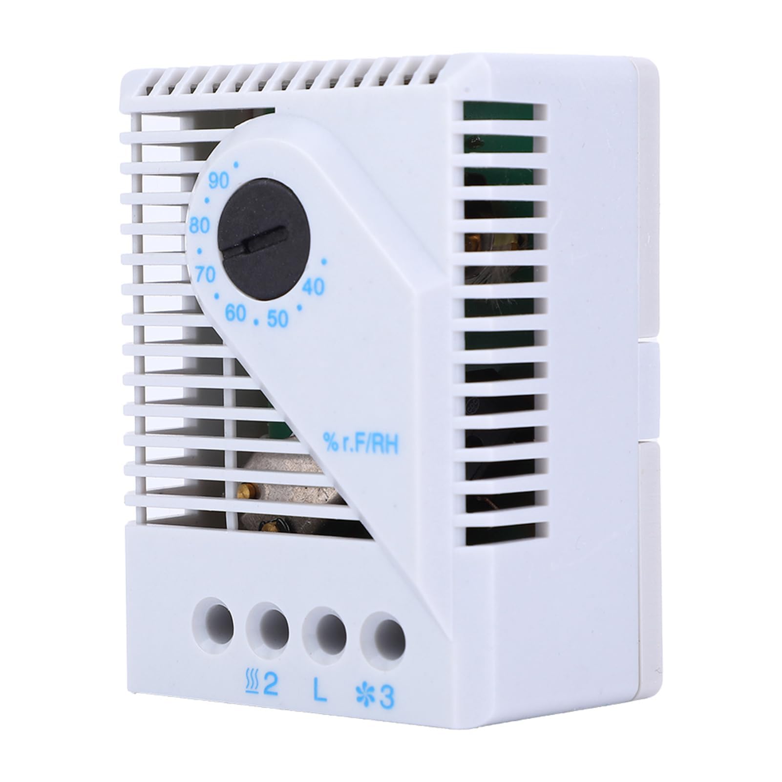 MFR012 Contrôleur d'humidité Mécanique Hygrostat Ventilateur Chauffant avec Boîtier en PC pour Ajusteur d'humidité de Meuble TV (MFR012)