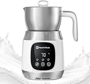 Maestri House Milk Frother with Variable Temperature and Foam Strength, 12-in-1 600ml Electric Milk Frother, Smart Touch Control, for Latte Cappuccino, Hot Chocolate