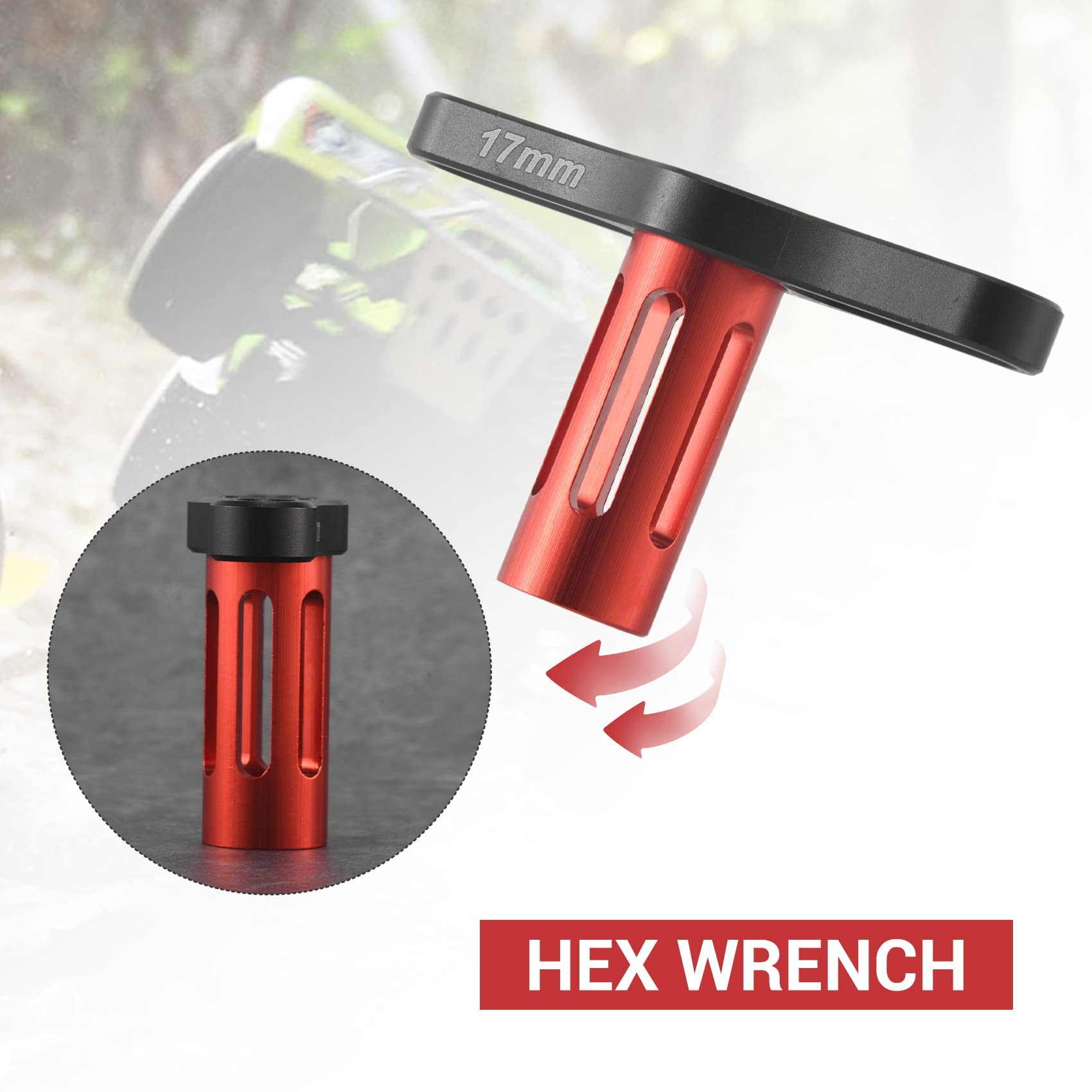 RC Inbusschlüssel 17 Mm – Aluminium Hülsenwerkzeug Für 1/8 Offroad-Autos (rot)