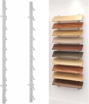 Metal Porcelain Tile Display Rack, Large Format Metal Tile Sample Display Rack, Marble Slab Display Stand for Display Bulk, Tile Organizer Shelf for Wooden Boards/Door TemplatesWhite,Medium
