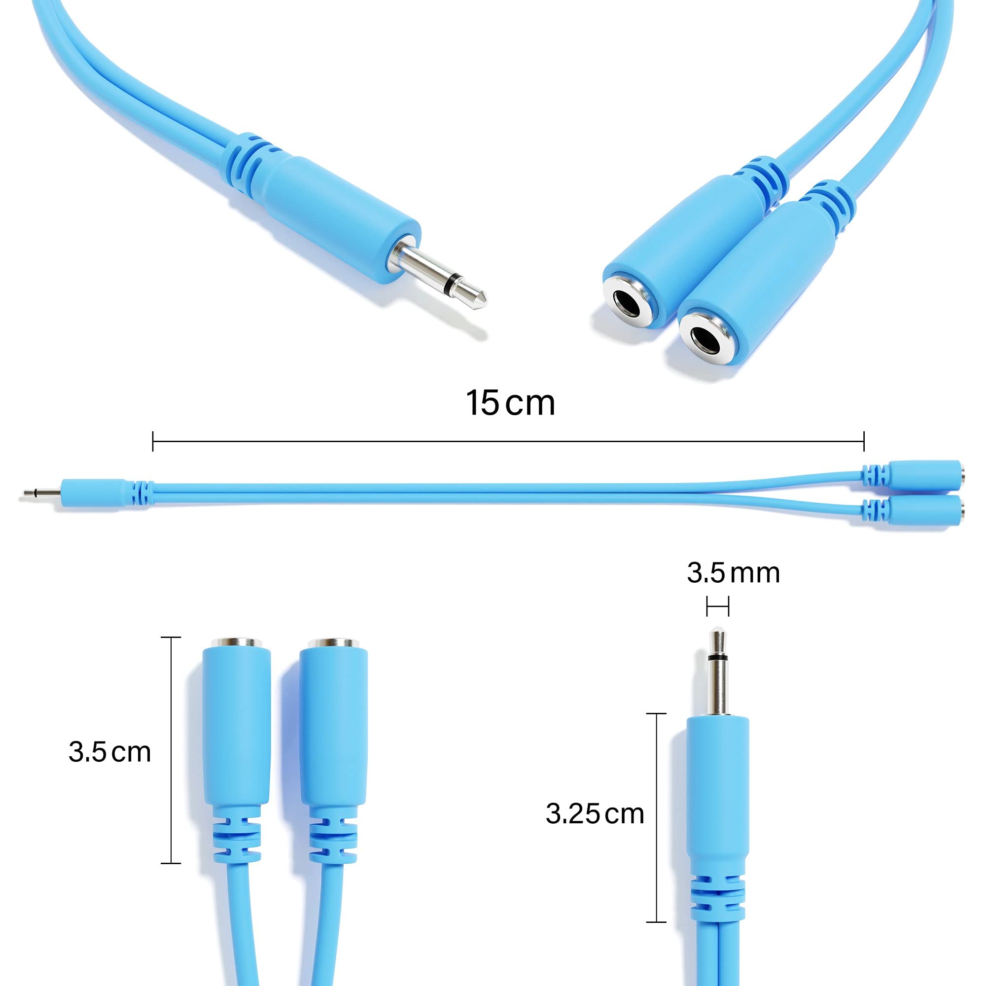 ExcelValley - 5-Pack - Mono Splitter Y Patch Cables - TS 3.5mm 1/8