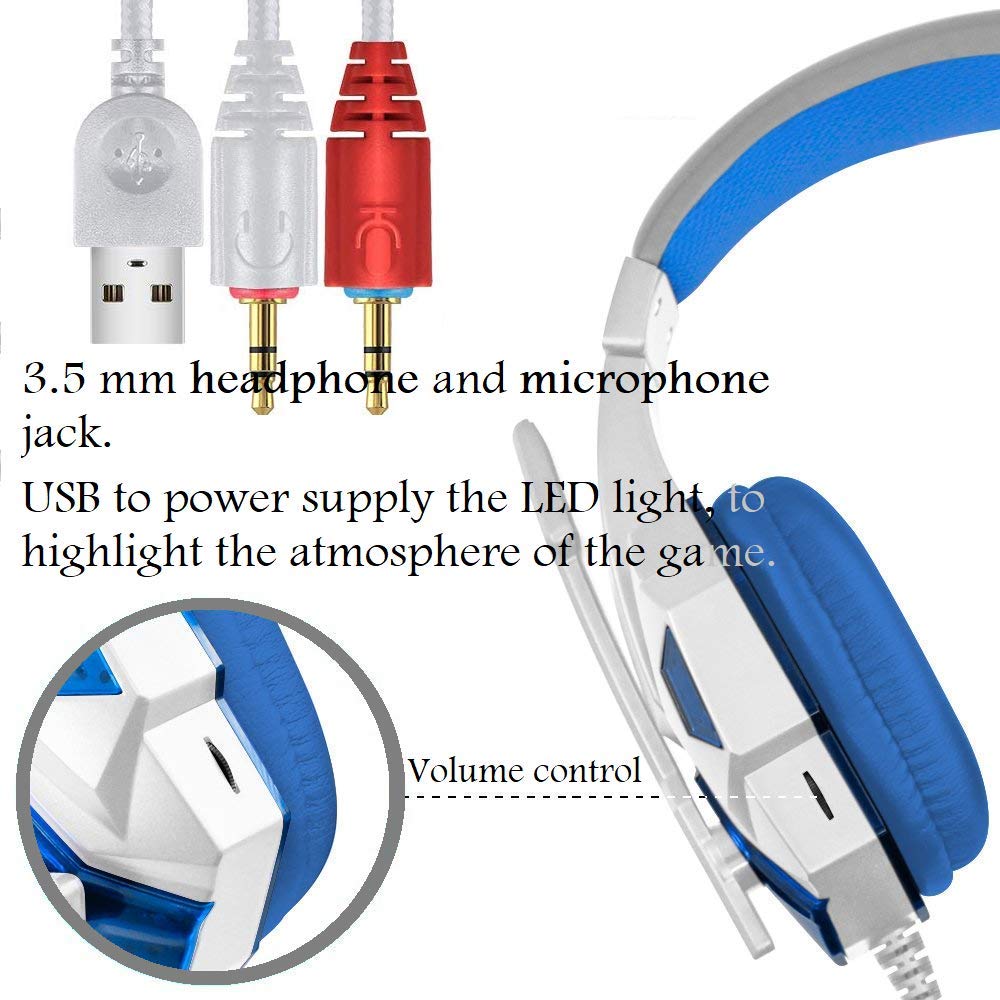 Cuffie stereo da gioco per PC e bassi, con microfono e cuffie sovrauricolari