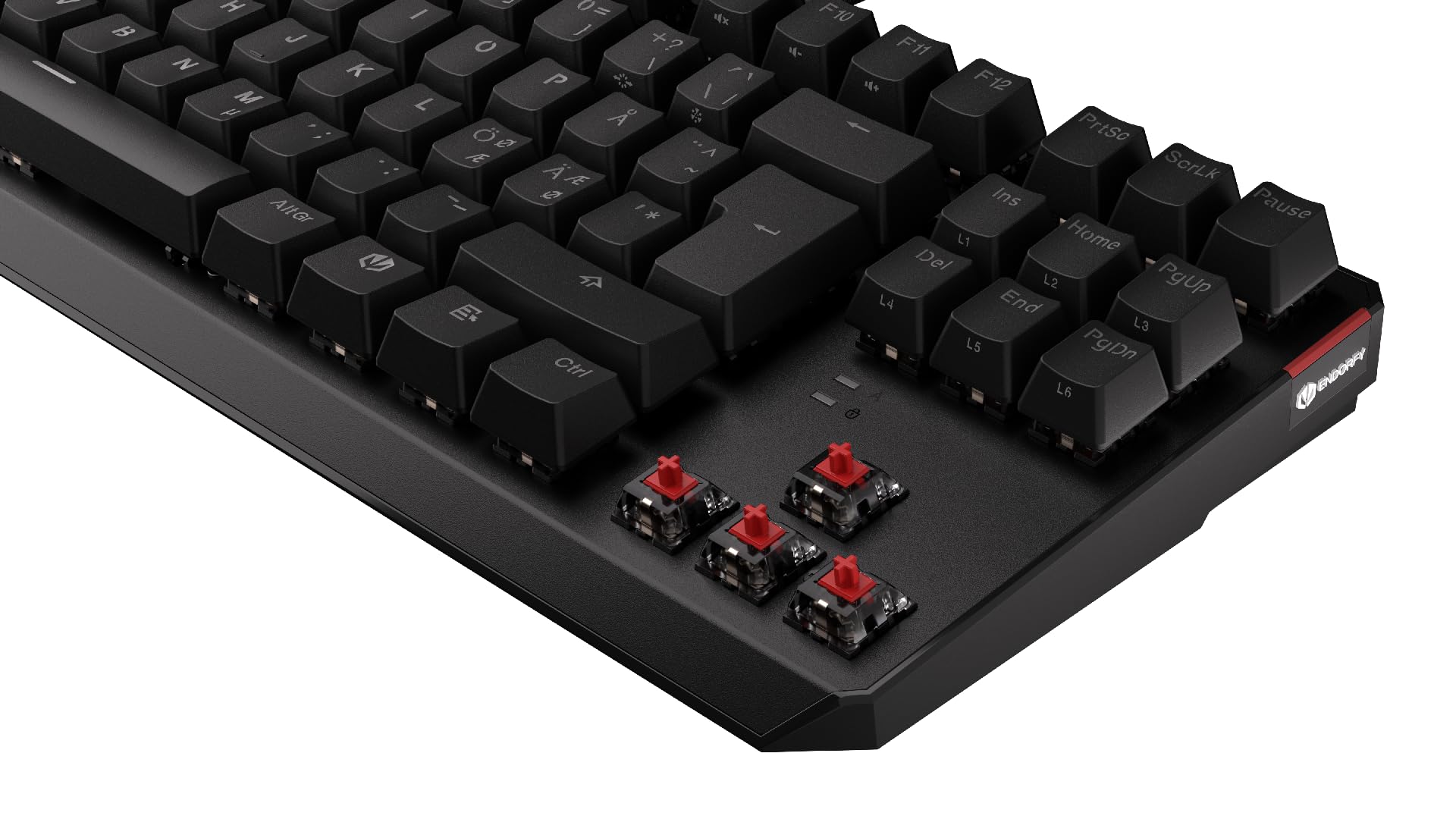 ENDORFY Thock TKL NO Red, przełączniki liniowe Kailh Red, TKL 80% Mechanical Keyboard, Nordic Layout, PBT dualshot Keycaps | EY5B004