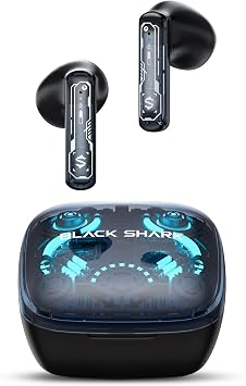Black Shark True Wireless Gaming Earbuds, Bluetooth 5.3 with Music Mode, 30 Hours Playback Time, Clear Stereo Calls in-Ear Headphones for Android/Phone/Computer - Lucifer T15