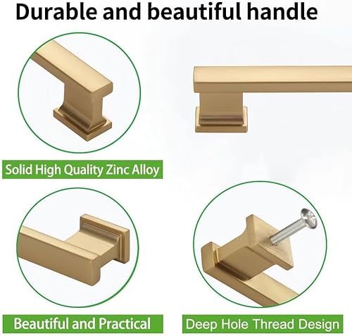 Miniatura 8 de TUNNY Paquete de 10 manijas clásicas rectangulares sólidas para gabinete, 5 pulgadas5.039 in de distancia entre tornillos, manijas de hardware negro