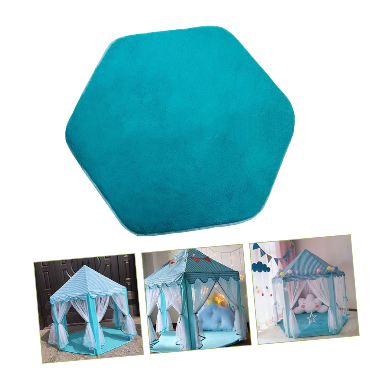 Sosoport Hexagon Plush Rug Pad for Decorative Floor Carpet for Play Tent Nursery Living Room Soft Cozy Playmat for Boy Girl for Playrooms and Bedrooms