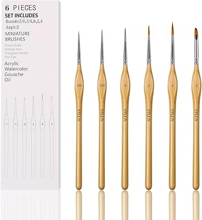 6Pcs Miniature Paint Brushes Set with Triangular Handles - for