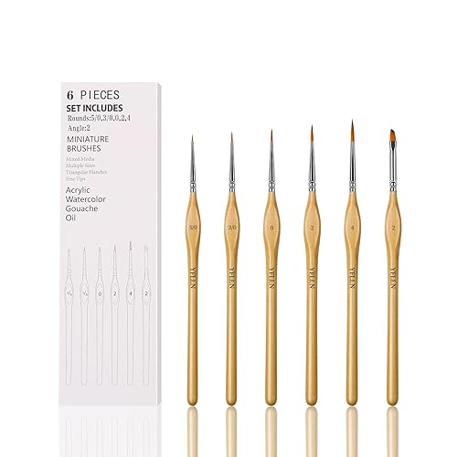 6Pcs Miniature Paint Brushes Set with Triangular Handles - for