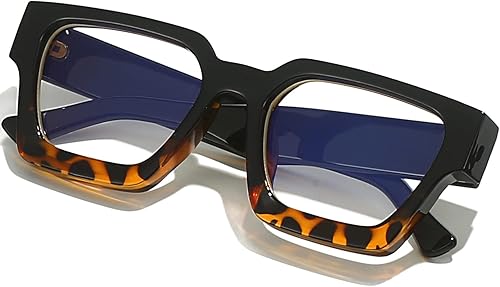 Miniatura 7 de AIEYEZO Lentes cuadrados de marco grueso para mujeres y hombres, anteojos de luz azul de moda, elegantes anteojos de computadora (verde oliva)