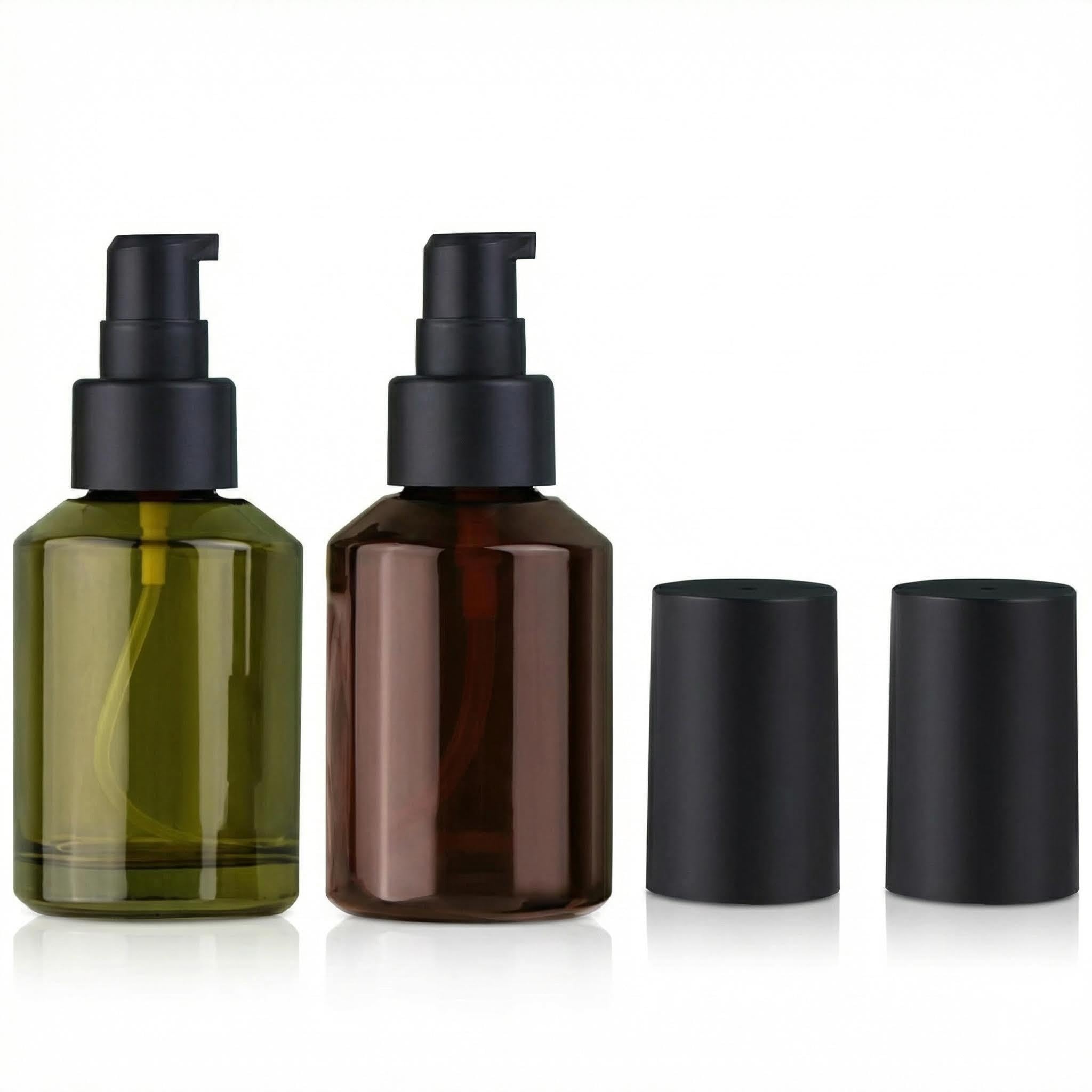 Dispensador de maquillaje de vidrio de 60ml, pack de 2 botellas vacías recargables con bomba