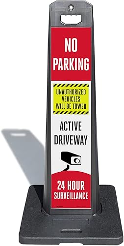 Miniatura 7 de SmartSign Letrero de "No Parking - Active Driveway, 24 Horas de Vigilancia, Vehículos No Autorizados Serán Remolcados"  Aluminio reflectante de