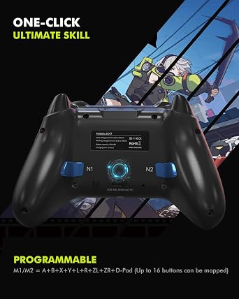 Bluetooth Controller Compatible with iPhone MFI/Android HID/Switch/Apple Arcade Games/Mac/Laptop/Steam Wireless Game Controller, Wired PC Control with Phone Clip RGB Lightning Turbo Vibration 6-Axis Gyro