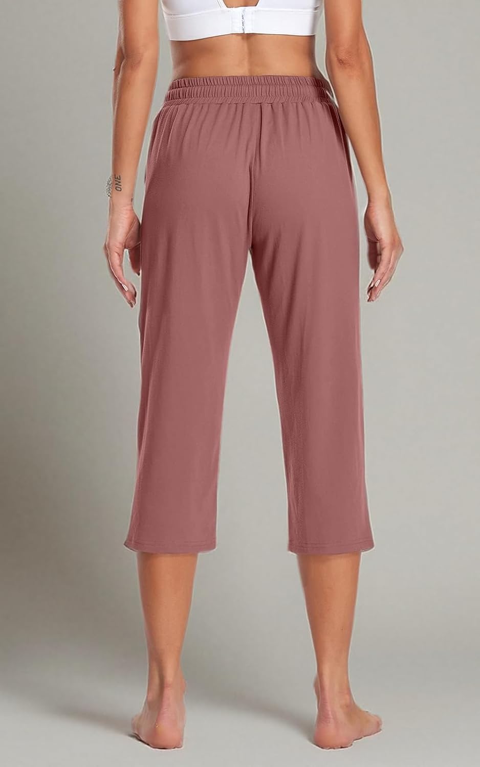 TARSE Women's Capri Yoga Pants Loose Soft Drawstring Workout Sweatpants Causal Lounge Pants with Pockets - Image 4