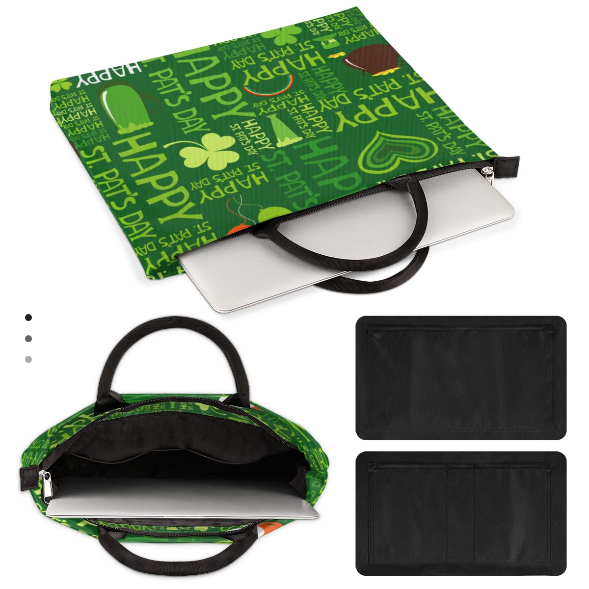 Projekt Dnia Św. Patryka pokrowiec na laptopa 13-16 cali koniczyny wzory ręczne etui na laptopa teczka kurierska noszenie torba na komputer dla kobiet mężczyzn dzieci chłopców dziewcząt