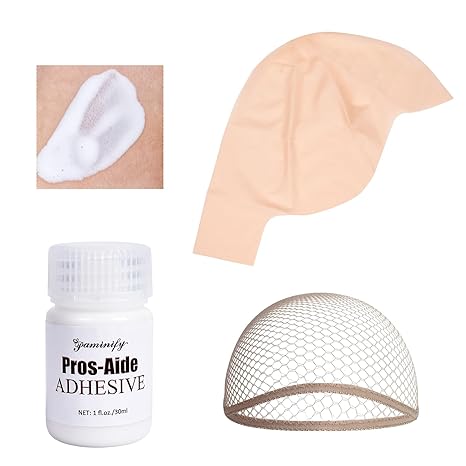 Halloween Latex Bald Cap SFX Makeup Kit,Bald Wig Cap with Skin Water-Based Acrylic Adhesive(Bonding Skin Glue) for Men Adult,Perfect for Costumes, Cosplay, and Theater