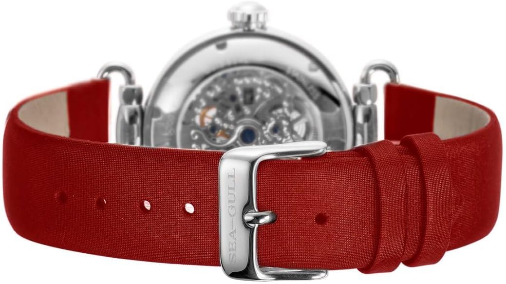 SEA-GULL Fashion Women's Watch Leather Strap Waterproof Skeleton Automatic Mechanical for Ladies Watch Necklace Set 6002L Series