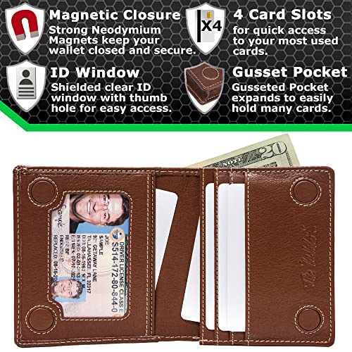Id Stronghold Waltlet - Rfid Blocking Bifold Wallet For Men With Magnetic Clasp - Brown #TOP5