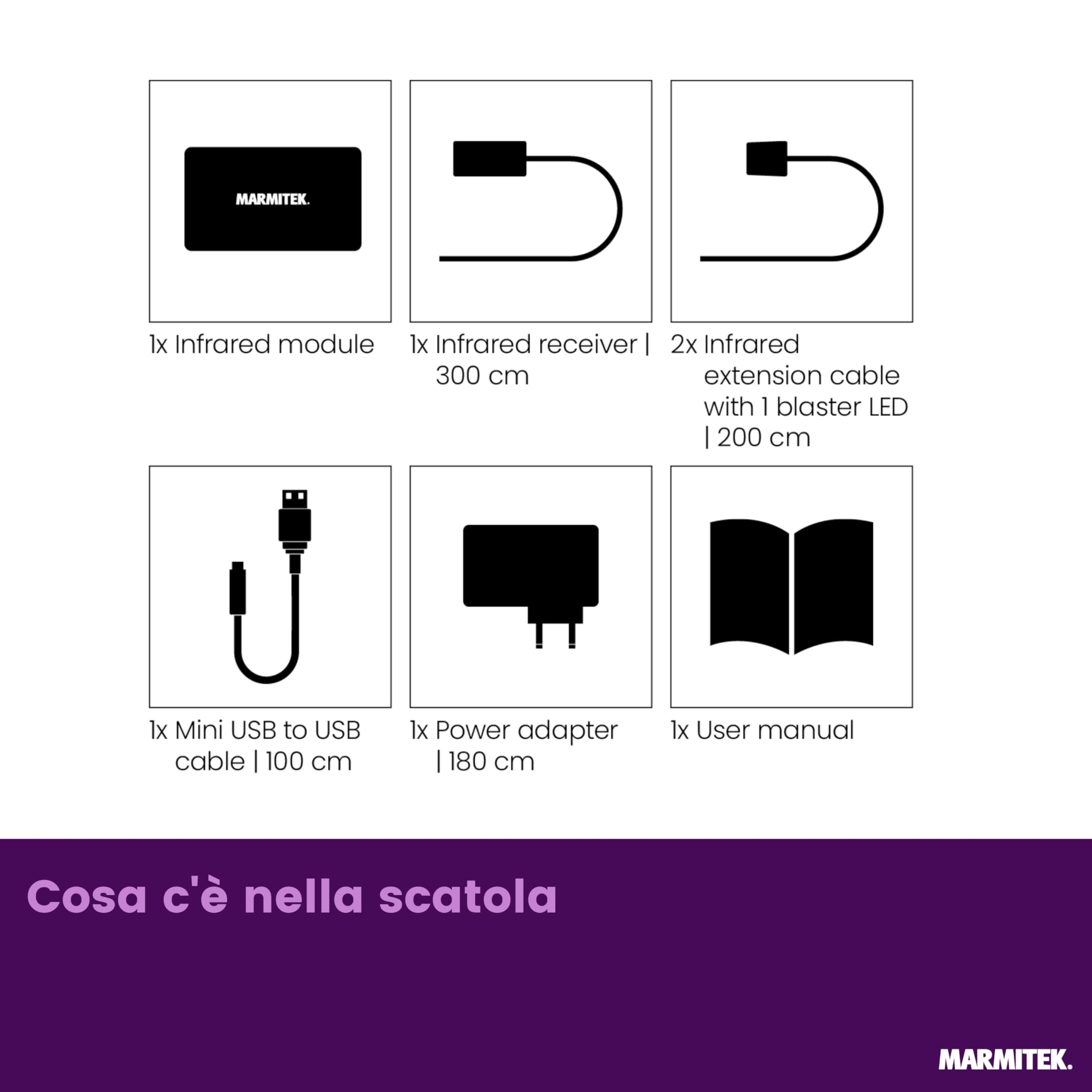 Ripetitore Infrarossi - Marmitek Invisible Control 6 XTRA - Funzionamento dei Dispositivi in ​​un Armadio Chiuso - Compatibile Con Tutti i Decoder TV Europei - Ricevitore Extra Piccolo - LED Blaster | Ripetitore IR per dispositivi nel mobile, 2 LED blaste