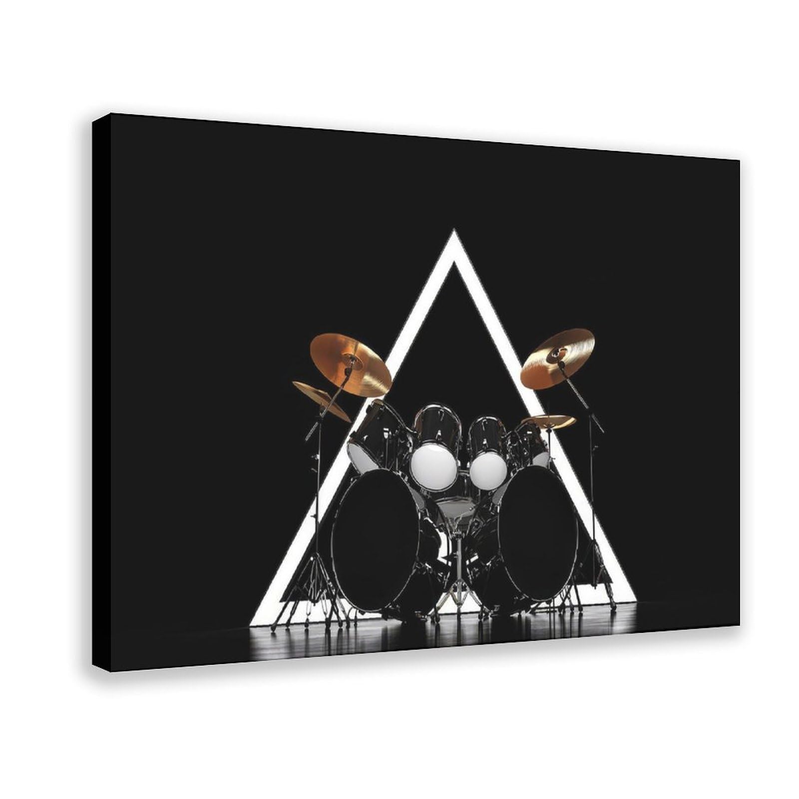 Set di tamburi su tela, decorazione moderna a triangolo per sala musicale, poster per camera da letto, decorazione per ufficio, camera da letto, regalo, 61 cm di lunghezza x 91,4 cm di larghezza