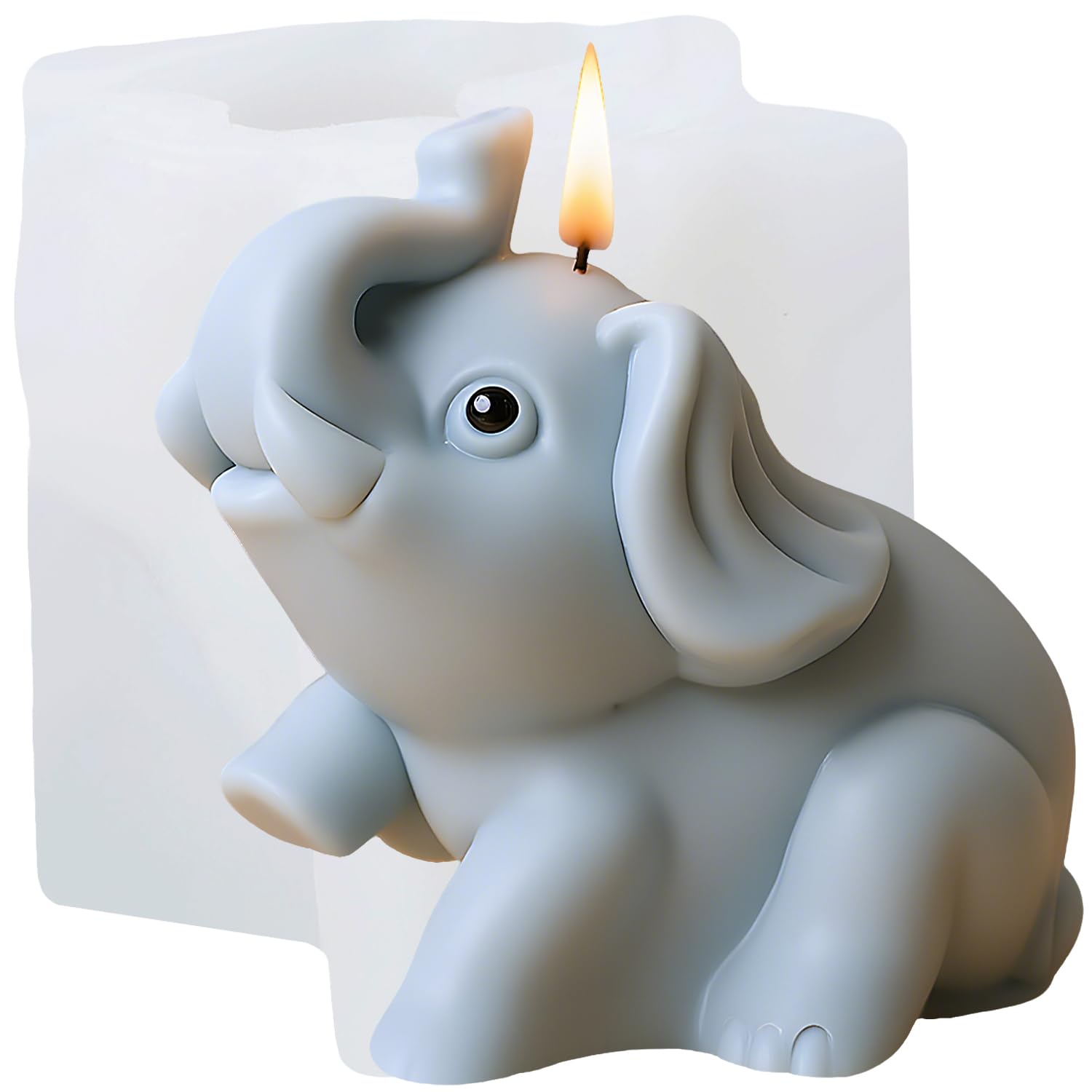 XIAOSHUI 3D Elephant Candle Silicone Mould Animal Candle Moulds for Candles Making Resin Casting Aromatherapy Candles Wax Polymer Clay Home Decoration