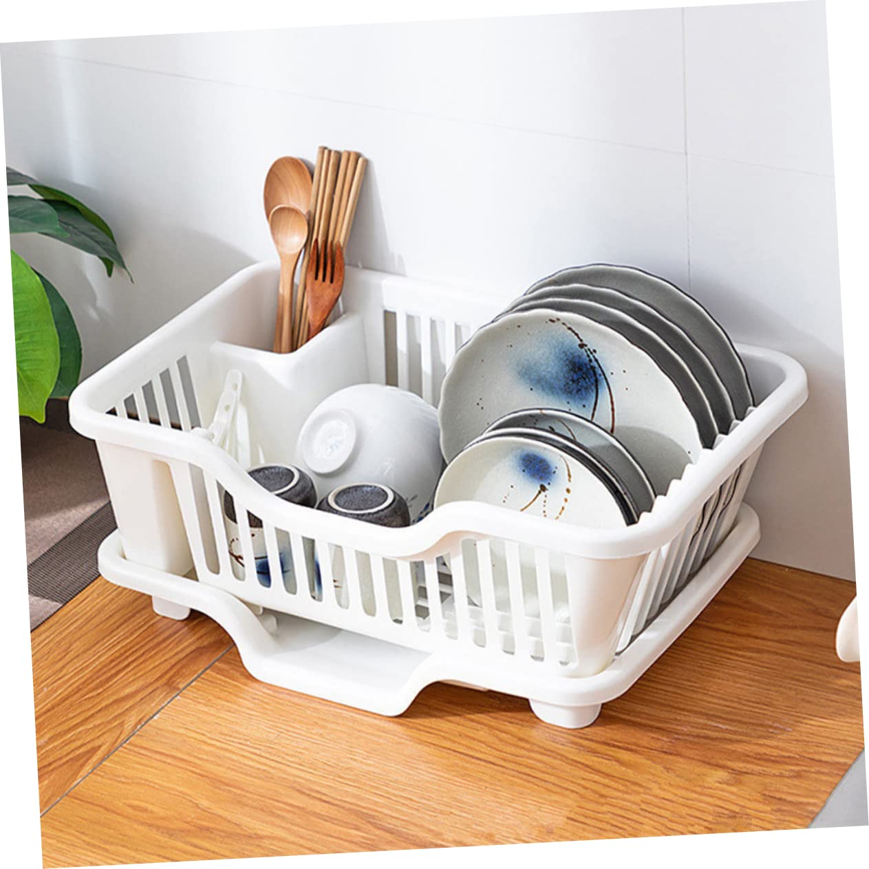 Luxshiny Escurridor De Platos y Utensilios De Cocina Rack De Secado Drenaje Automático Organizador Multifuncional Para Platos Tazas y Cubiertos
