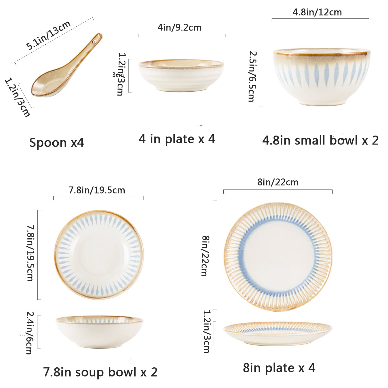 Zestawy obiadowe na 4 szt., 16 szt. naczyń porcelanowych Zestawy obiadowe, komplet naczyń, komplet zastawy stołowej z talerzem obiadowym, talerzem deserowym, miską i talerzem do zupy, można myć w zmyw
