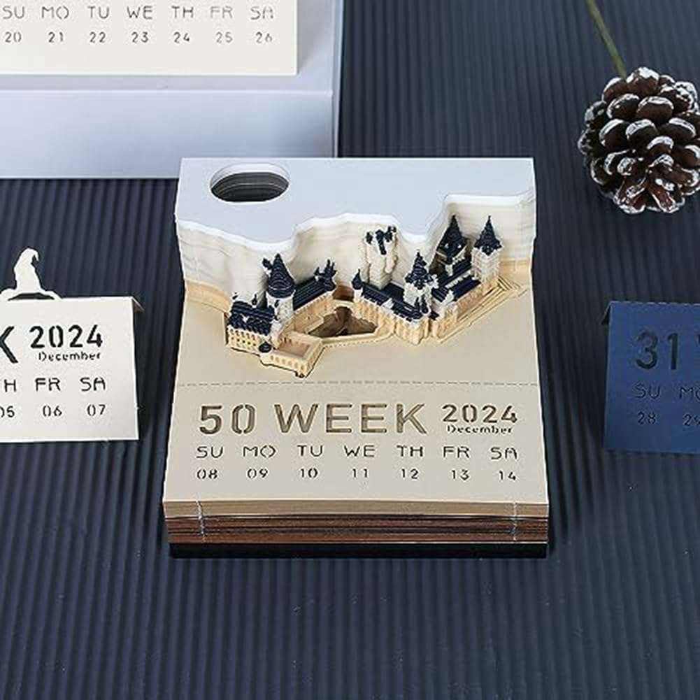 Carriere Blocco Note con Calendario Cubo Castello LED Blocco Note 3D Note Adesive Scrapbook Regalo di Compleanno di Natale