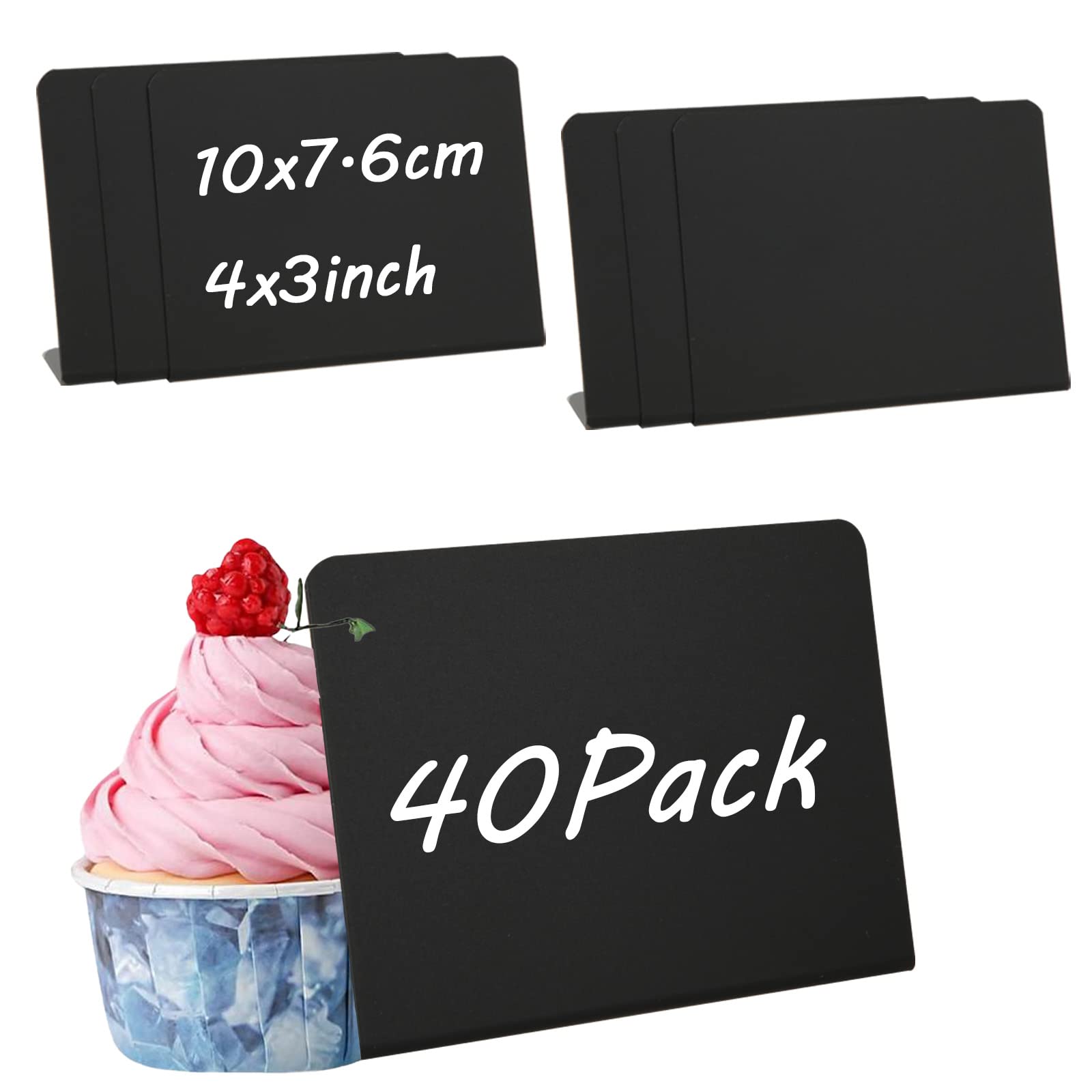 WOPPLXY 40PCS Mini Chalkboard Signs 10x7-4 x 3 inch Small Black Chalkboard Signs for Labeling - Small Chalk Board Table Sign - Chalk Board Food Table Reserve Signs for Buffet