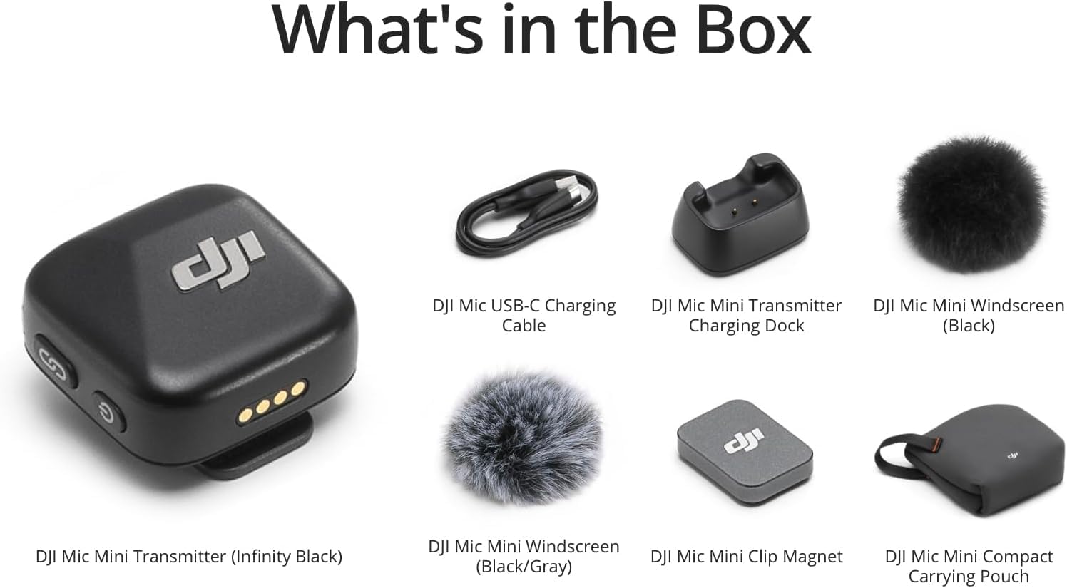 DJI Mic Mini Transmitter (Infinity Black), Ultralight, Detail-Rich