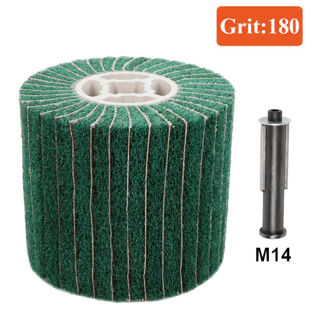 Polierscheibe aus Edelstahl, Schleifmittel für Metall, Bürstenrolle, Polierwerkzeuge 120 x 100 x 19 mm, Körnung 180, M14,1